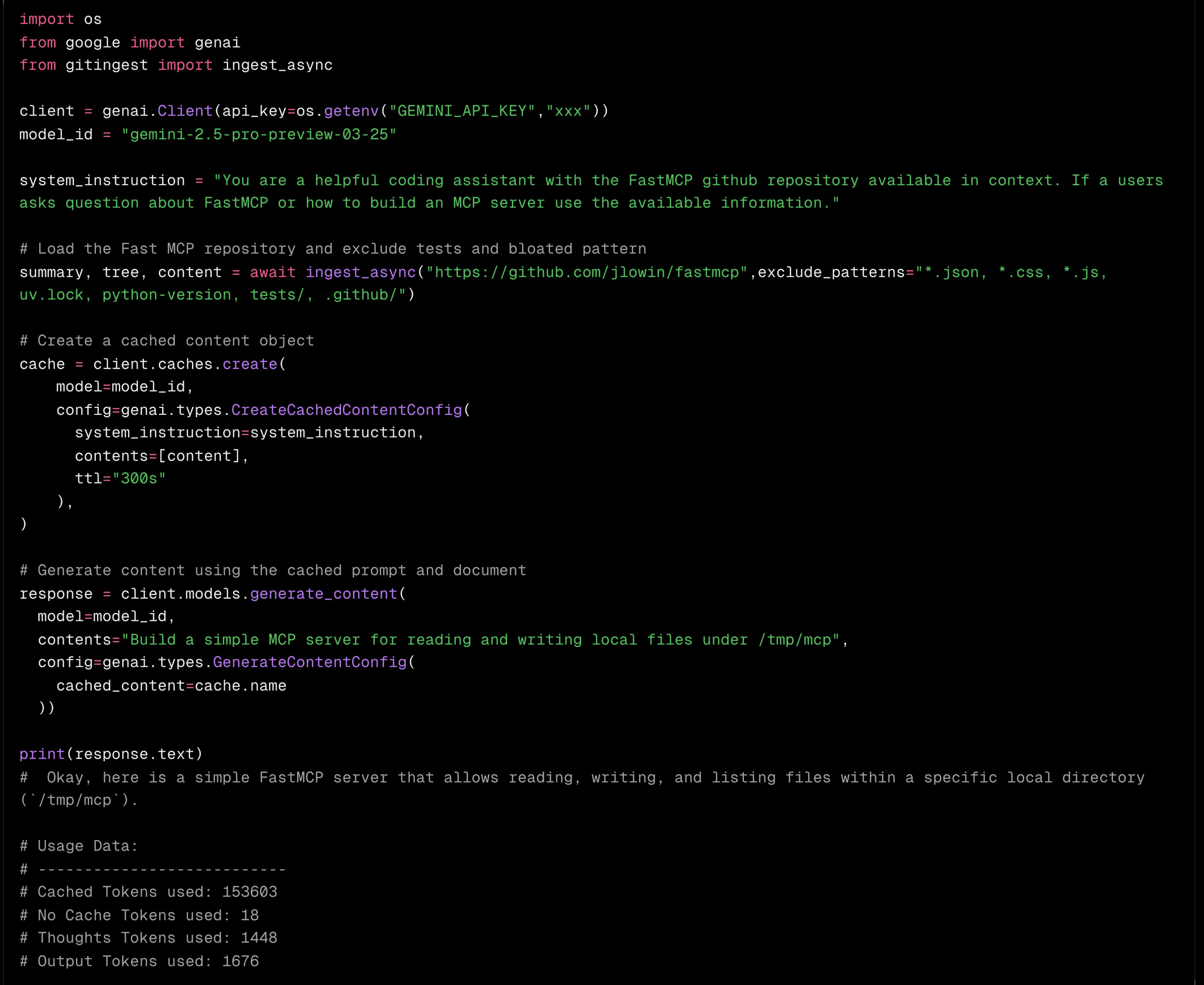 Gemini Caching Code